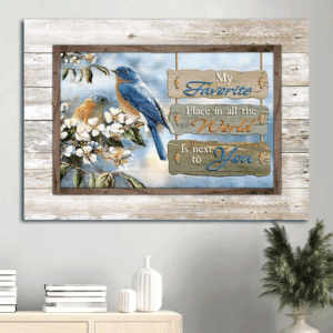 Jesus Landscape Poster Home Decor Gift - Eastern Bluebird & Jasmine Forest Christian Wall Art