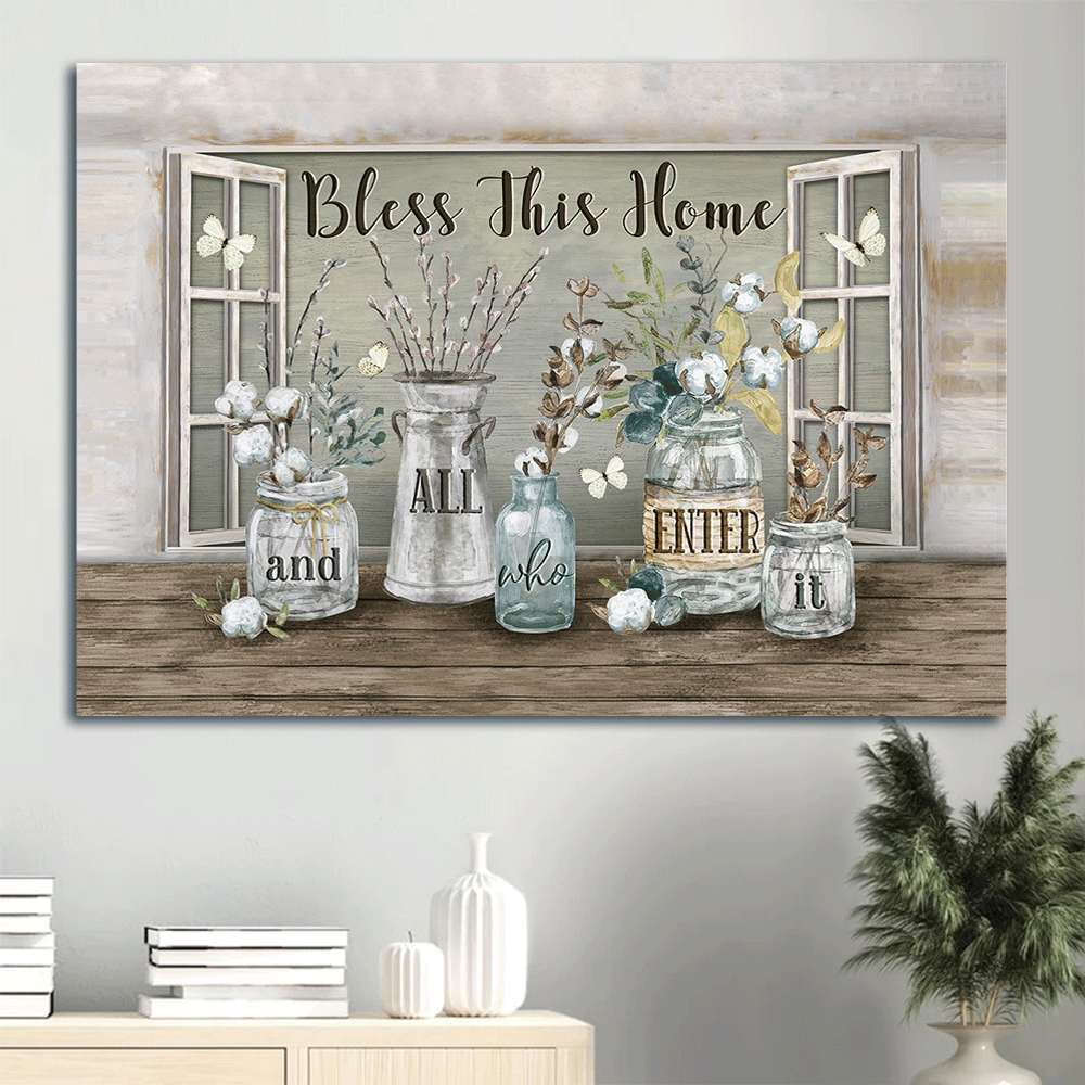 Jesus Landscape Poster – Christian Home Decor Gift with Cotton Flower Crystal Vase and White Butterfly Poster Home Decor Gift Jesus Landscape Poster – Christian Home Decor Gift with Cotton Flower Crystal Vase and White Butterfly Poster Home Decor Gift