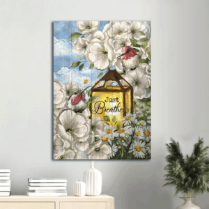 Jesus Portrait Poster Home Decor Gift- Camellia Forest Lantern with Hummingbird Christian Wall Art