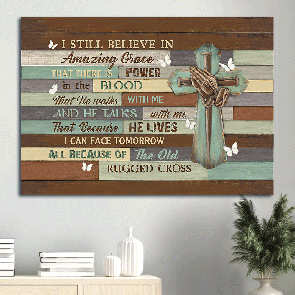 Christian Home Decor Gift: Jesus Landscape Poster with Praying Hands Nail Cross and White Butterfly – Amazing Grace Wall Art Christian Home Decor Gift: Jesus Landscape Poster with Praying Hands Nail Cross and White Butterfly – Amazing Grace Wall Art