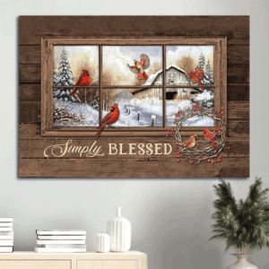 Jesus Landscape Poster Home Decor Gift Winter Forest Red Cardinal Print Christian Wall Art