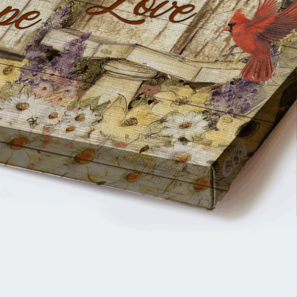 Christian Landscape Poster Home Decor Gift – Red Cardinals Bird House Flower Garden Faith Hope Love Wall Art