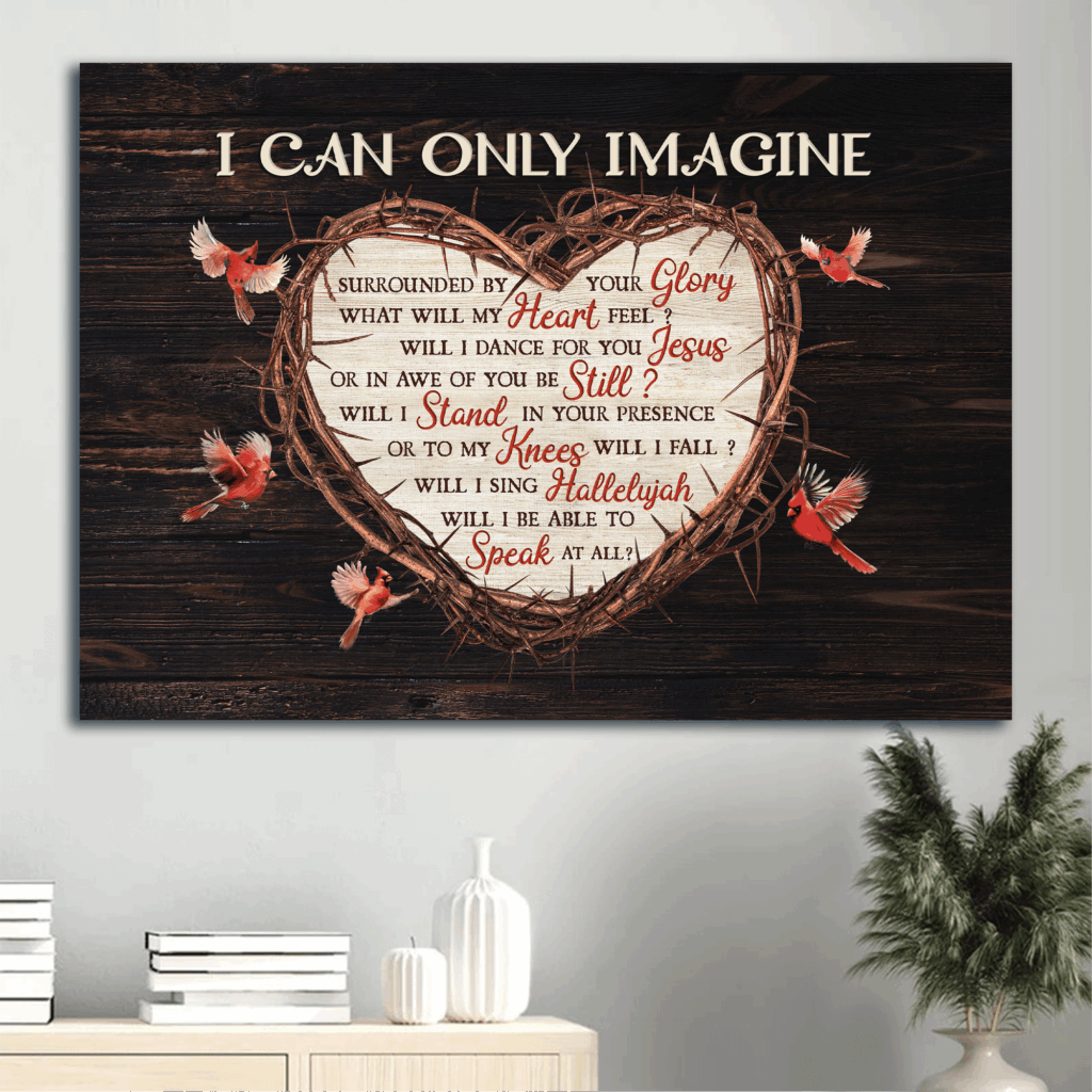 Christian Home Decor Gift: Jesus Landscape Poster – Red Cardinal Thorny Heart Black Background Christian Home Decor Gift: Jesus Landscape Poster – Red Cardinal Thorny Heart Black Background