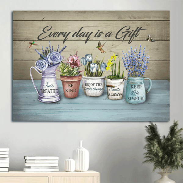 Jesus Landscape Poster – Purple Rose Flower Drawing Garden Painting Gift for Christian Home Decor