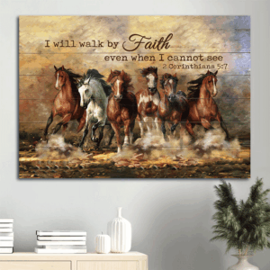 Running Horses Jesus Landscape Poster: Faithful Christian Gift for Home Decor & Wall Art