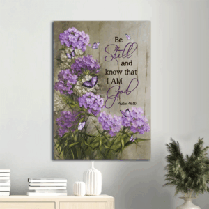 Jesus Portrait Poster Home Decor Gift - Purple Hydrangea & Butterfly Christian Wall Art