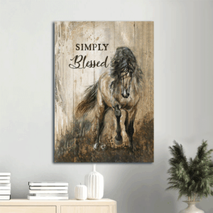 Running Horse Jesus Portrait Poster with Gray Background - Simply Blessed Christian Wall Art Gift