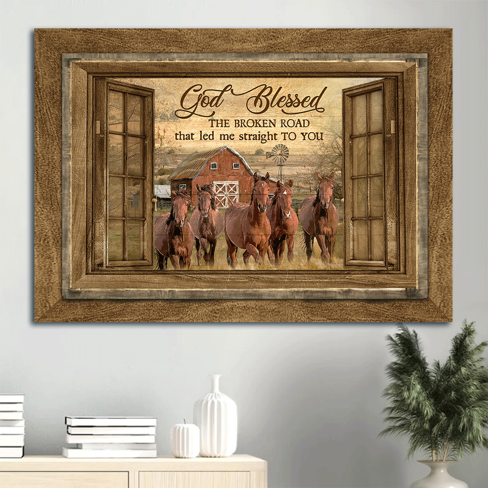 Jesus Landscape Poster Gift for Christian Home Decor – Running Horse Sunset God Blessed Road – Christian Wall Art Prints Jesus Landscape Poster Gift for Christian Home Decor – Running Horse Sunset God Blessed Road – Christian Wall Art Prints