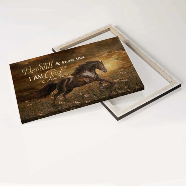 Jesus Landscape Poster – Running Horse & Daisy Field Christian Wall Art Home Decor Gift