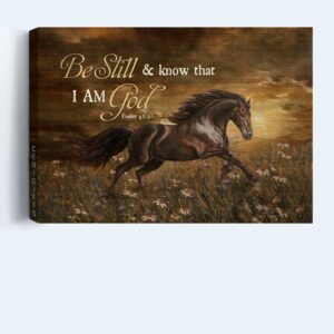 Jesus Landscape Poster - Running Horse & Daisy Field Christian Wall Art Home Decor Gift 1