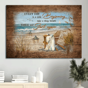Jesus Landscape Poster Home Decor Gift - Sea Turtle and Beach  Poster Home Decor Gift Art for Christian Home - New Beginnings Wall Decor