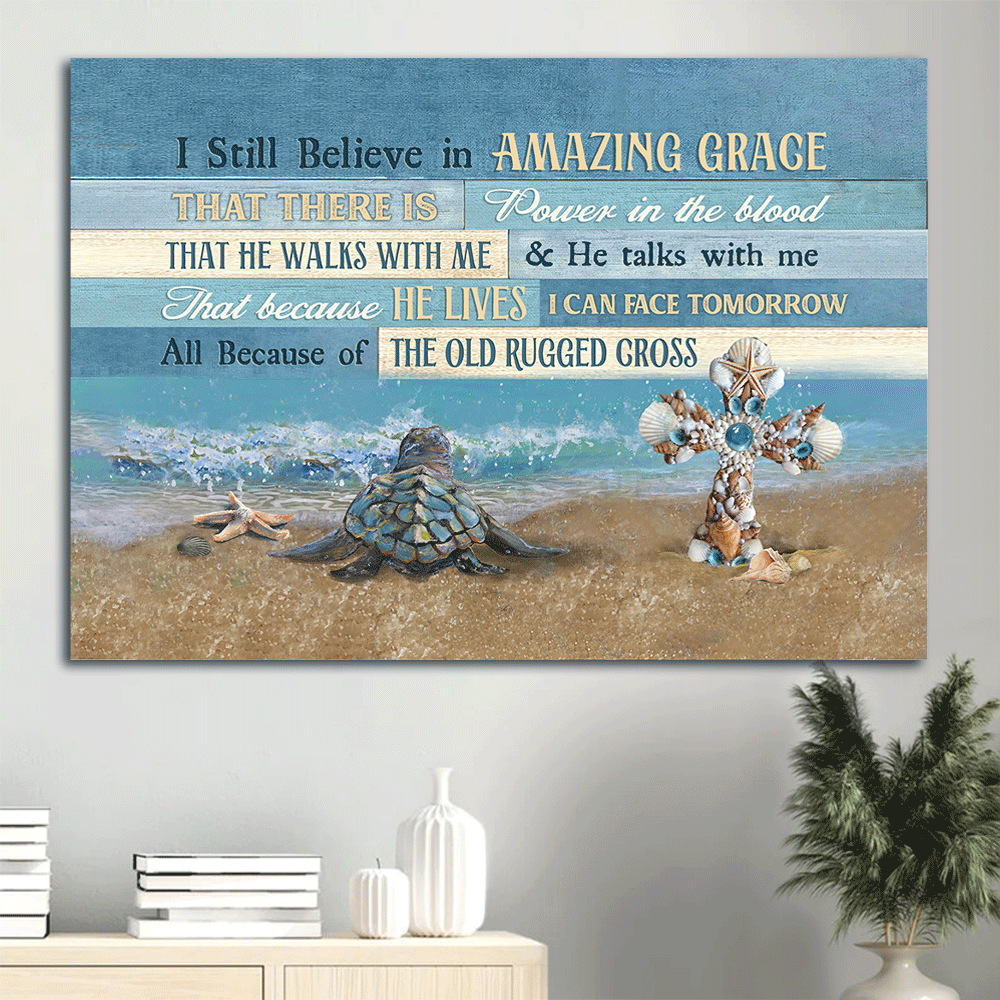 Christian Sea Turtle Landscape Poster: Amazing Grace Wall Art Gift for Home Decor Christian Sea Turtle Landscape Poster: Amazing Grace Wall Art Gift for Home Decor