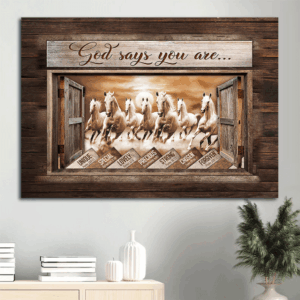 Jesus Landscape Poster: Running Horses & Seven White Horses  Poster Home Decor Gift - Gift for Christian Home Decor & Wall Art