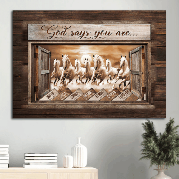 Jesus Landscape Poster: Running Horses & Seven White Horses  Poster Home Decor Gift – Gift for Christian Home Decor & Wall Art