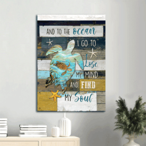 Jesus Portrait Poster Home Decor Gift - Sea Turtle Marine Life Sea Star - Christian Wall Art