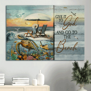 Christian Landscape Poster: Sea Turtle Coral Reef Jesus Hand Ocean View - Home Decor & Gift for Christian - Christian Wall Art