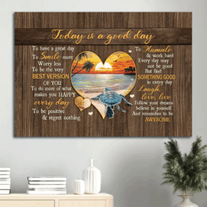 Christian Jesus Landscape Poster: Sea Turtle Heart Sunset Beach Gift - Family Wall Art Decor Prints