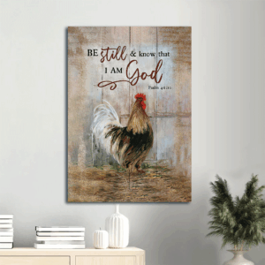 Jesus Portrait Poster Home Decor Gift - Rooster Chicken Wood Background - Christian Wall Art Print