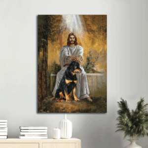 Rottweiler Jesus Portrait Poster: Animal Drawing Gift for Christian & Dog Lover - Wall Art Prints