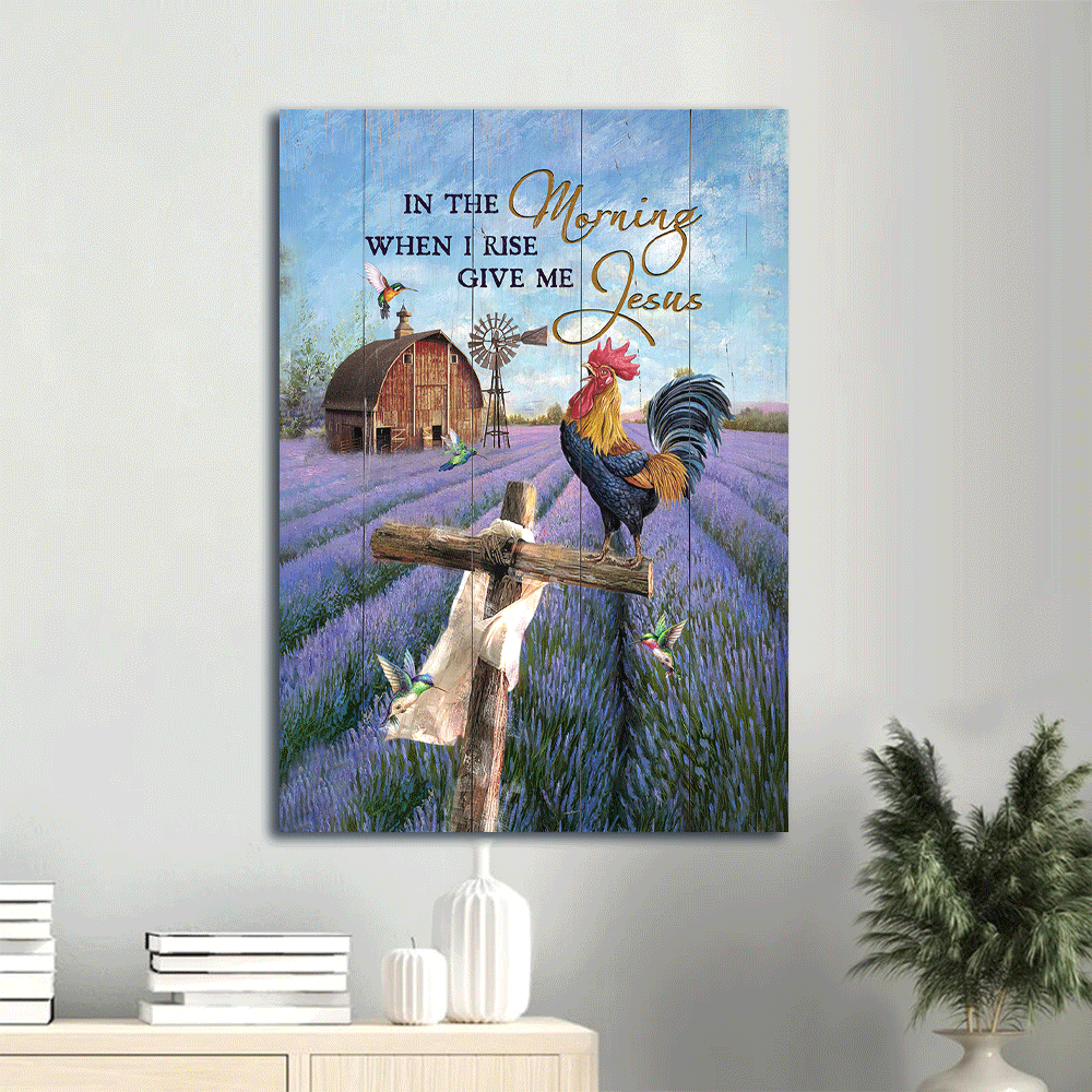 Jesus Portrait Poster: Rooster Drawing Lavender Field Christian Wall Art Gift Jesus Portrait Poster: Rooster Drawing Lavender Field Christian Wall Art Gift