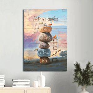 Christian Jesus Portrait Poster Home Decor Gift - Colorful Sky Red Cardinal Today I Choose Joy - Christian Wall Art Print