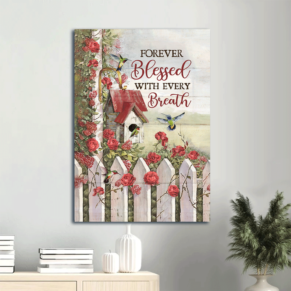Jesus Portrait Poster: Red Rose Garden & Hummingbird Home Decor Gift for Christian Jesus Portrait Poster: Red Rose Garden & Hummingbird Home Decor Gift for Christian
