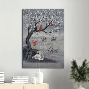 Jesus Portrait Poster Home Decor Gift - Snow Tree Red Cardinal White Lamb - Christian Wall Art