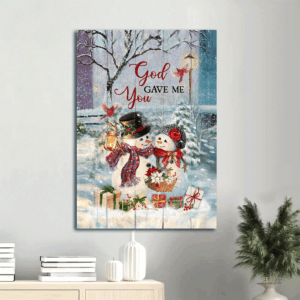 Jesus Portrait Poster: Snowman Winter Park Gift for Christian - God Gave Me You Wall Art