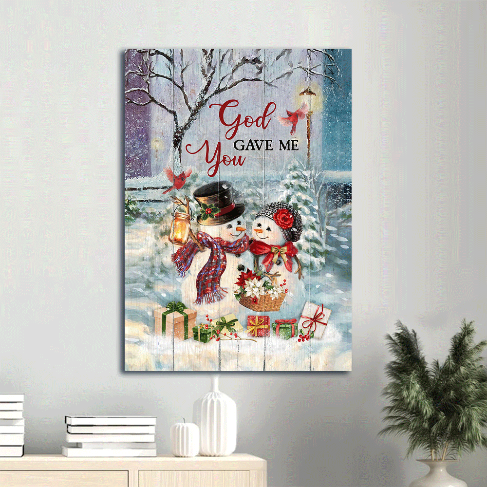 Jesus Portrait Poster: Snowman Winter Park Gift for Christian – God Gave Me You Wall Art Jesus Portrait Poster: Snowman Winter Park Gift for Christian – God Gave Me You Wall Art