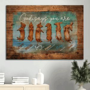 Sleeping Dachshund God Says You Are Poster - Christian Dog Lover Gift