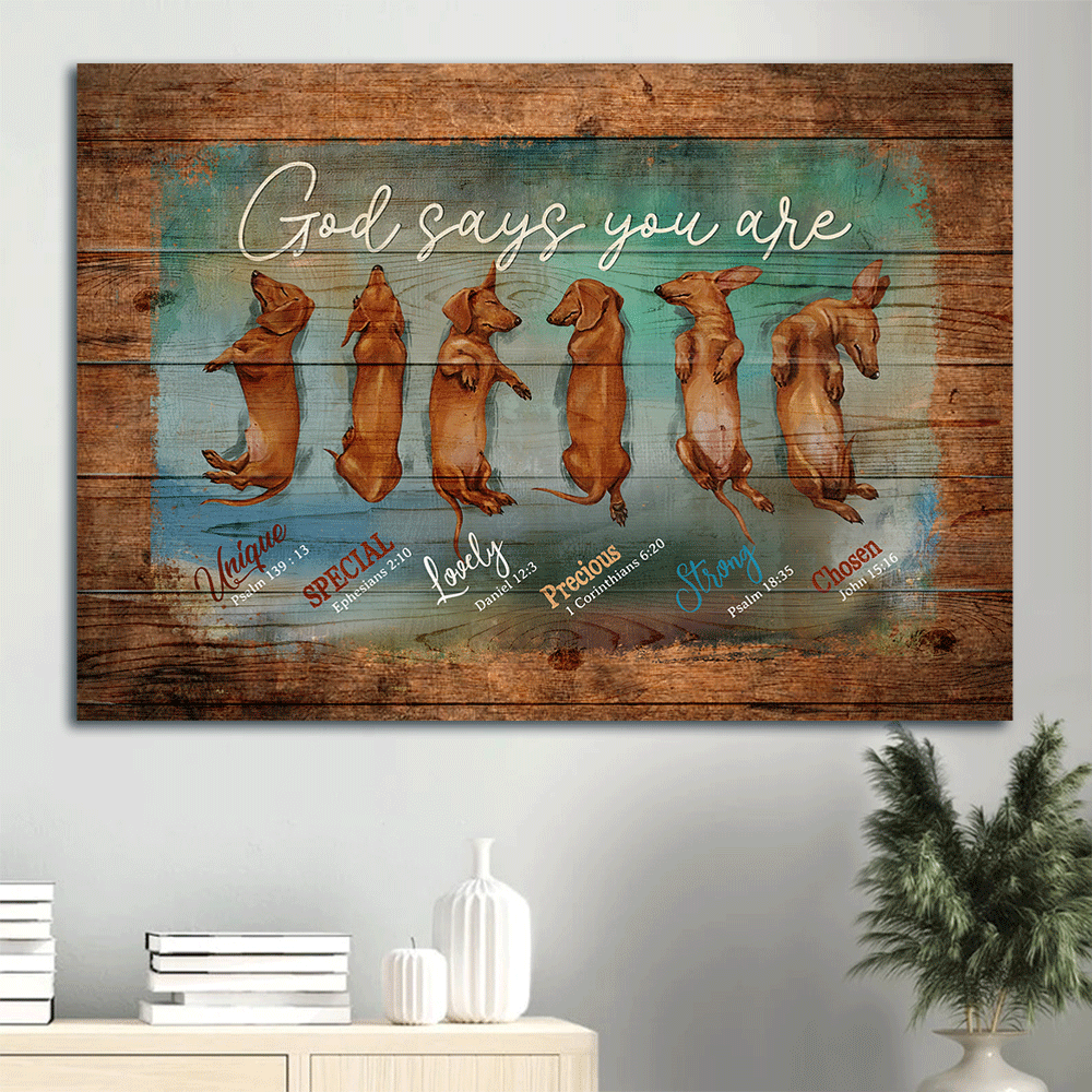Sleeping Dachshund God Says You Are Poster – Christian Dog Lover Gift Sleeping Dachshund God Says You Are Poster – Christian Dog Lover Gift