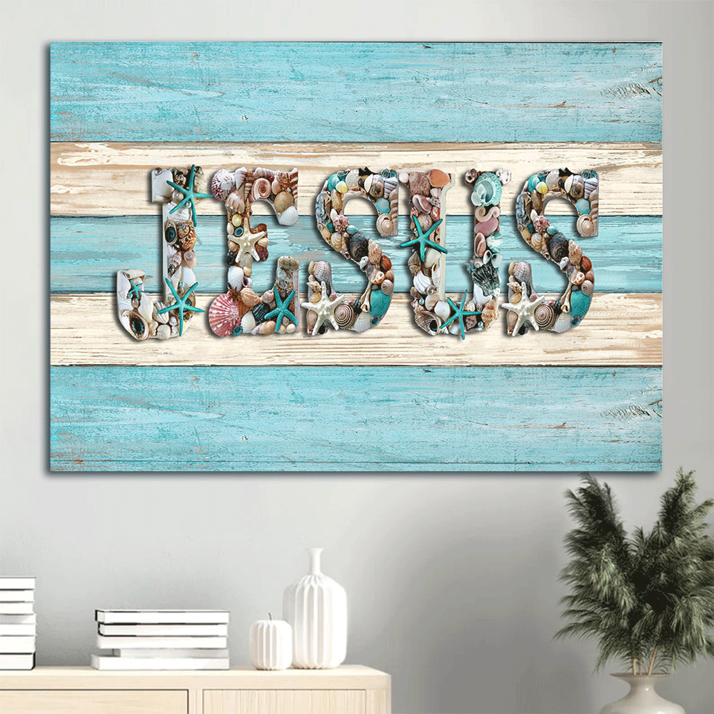 Jesus Seashell & Starfish Landscape Poster – Christian Home Decor Gift Prints Jesus Seashell & Starfish Landscape Poster – Christian Home Decor Gift Prints