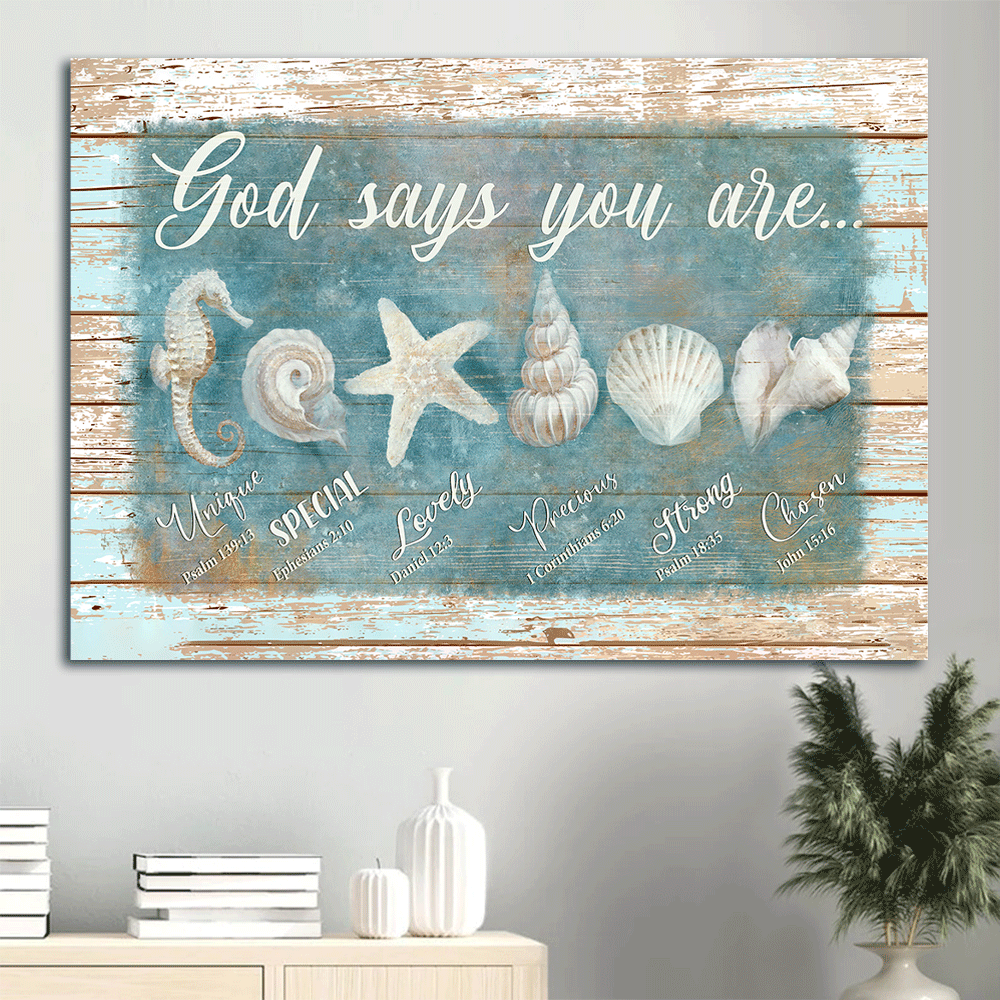 Jesus Landscape Seashells Painting Poster: Christian Home Decor Gift Prints Jesus Landscape Seashells Painting Poster: Christian Home Decor Gift Prints