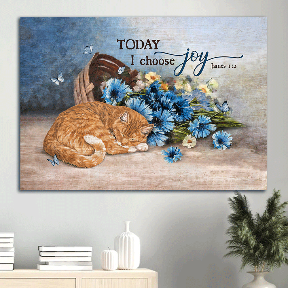 Christian Home Decor Gift: Jesus Landscape Poster with Sleeping Cat Blue Flower & Butterfly – Choose Joy Poster Home Decor Gift Christian Home Decor Gift: Jesus Landscape Poster with Sleeping Cat Blue Flower & Butterfly – Choose Joy Poster Home Decor Gift