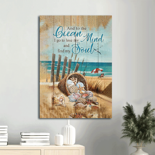 Ocean-Themed Jesus Portrait Poster Home Decor Gift – Beach Seashell Basket Christian Wall Art Prints