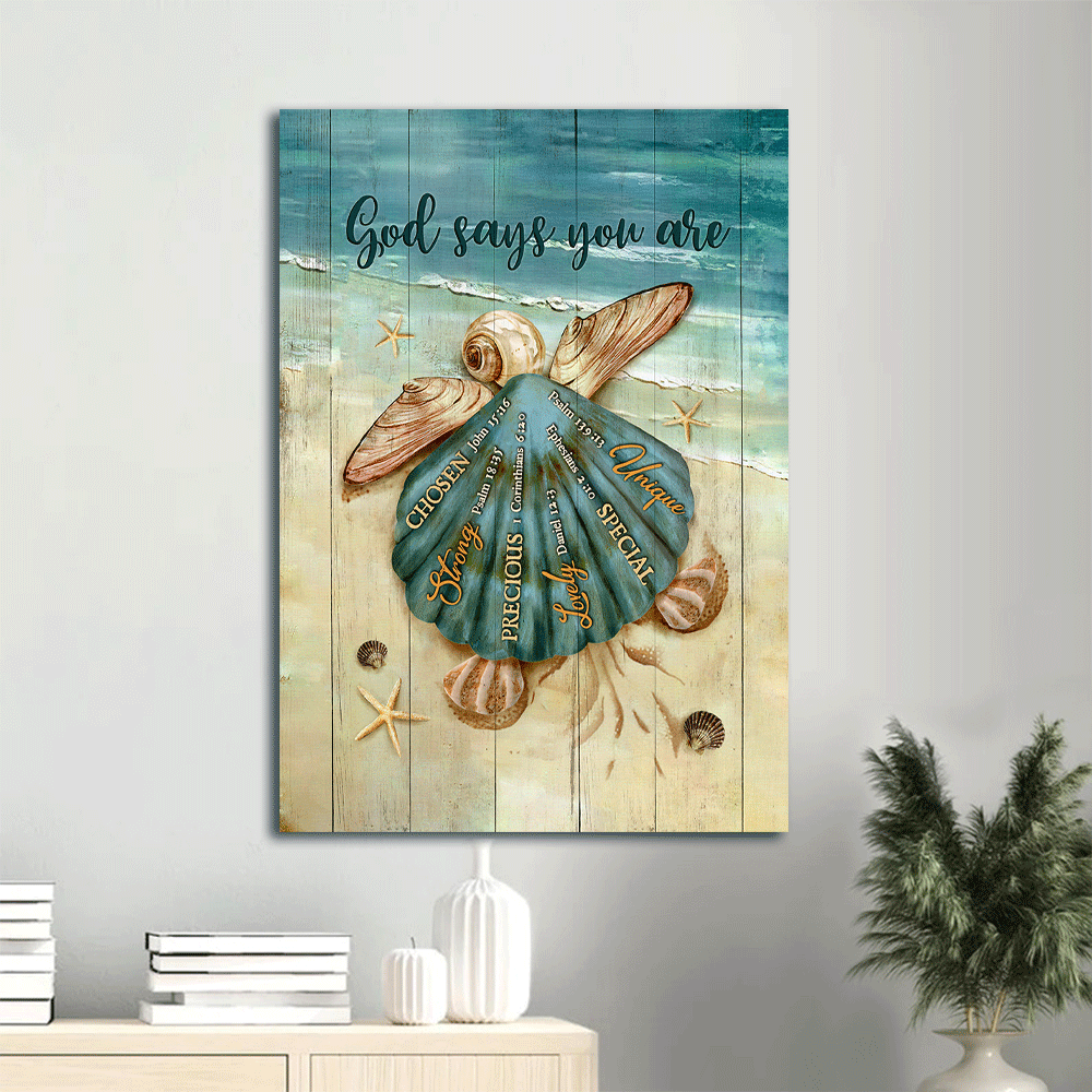 Christian Jesus Portrait Poster Home Decor Gift with Seashell Art – Baby Turtle on the Beach – Christian Wall Art Prints Christian Jesus Portrait Poster Home Decor Gift with Seashell Art – Baby Turtle on the Beach – Christian Wall Art Prints