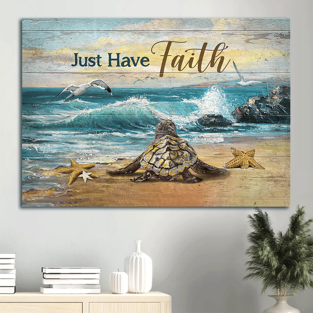Christian Home Decor Gift: Jesus Landscape Poster with Sea Turtle Starfish and Gull Christian Home Decor Gift: Jesus Landscape Poster with Sea Turtle Starfish and Gull
