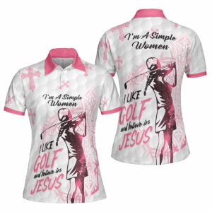 Golf and Jesus Women Polo Shirt - Simple Women s Short Sleeve Polo Best Ladies Golf Shirt