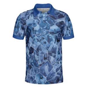 Blue Stained Glass Jesus Polo Shirt - Best Christian Men s Gallery Shirt 1