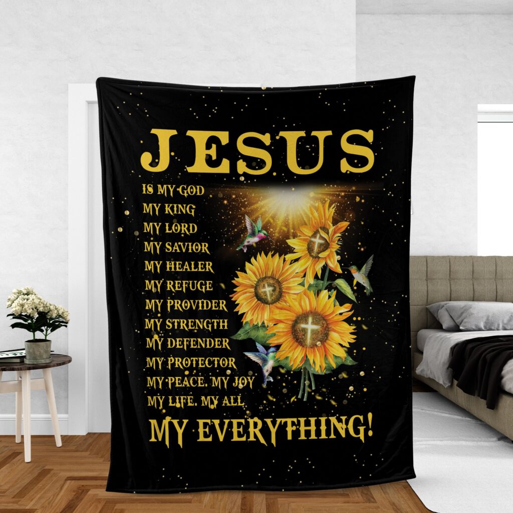 Sunflower and Hummingbird Christian Throw Blanket – Jesus Is My Everything Sunflower and Hummingbird Christian Throw Blanket – Jesus Is My Everything