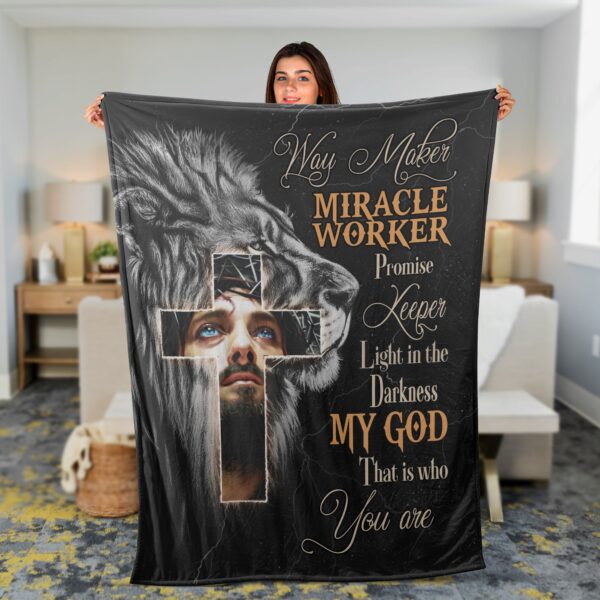 Christian Lion and Jesus Blanket – Inspirational Faith Gift – My God Is The Light