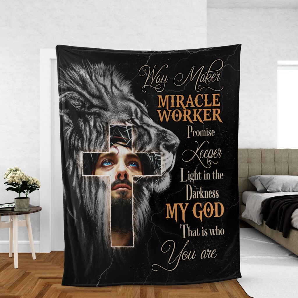 Christian Lion and Jesus Blanket – Inspirational Faith Gift – My God Is The Light Christian Lion and Jesus Blanket – Inspirational Faith Gift – My God Is The Light