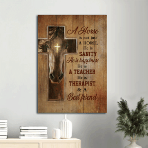 Jesus Portrait Poster: Horse Painting & Cross  Poster Home Decor Gift Home Decor Gift for Christians