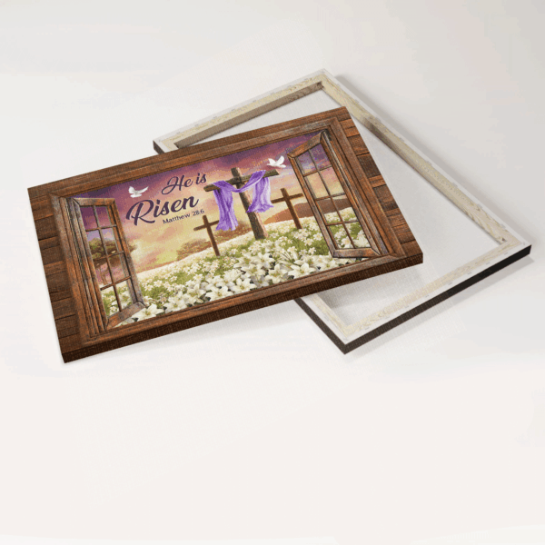 Jesus Landscape Poster Home Decor Gift – White Lily Flower Beautiful Cross Sunset – Gift For Christian – He Is Risen