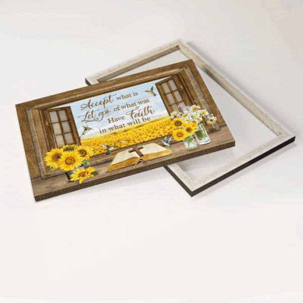 Jesus Landscape Poster Home Decor Gift – Sunflower Cross Hummingbird Field Vase – Christian Faith Wall Art
