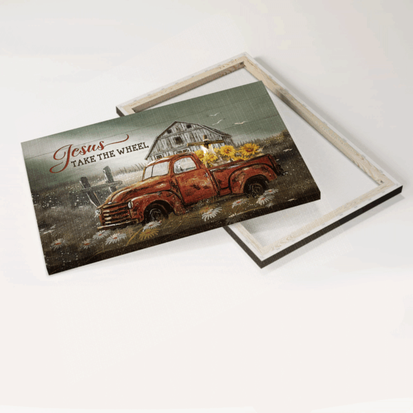 Jesus Landscape Poster: Christian Home Decor Gift – Old Ladybug Car Sunflower Drawing