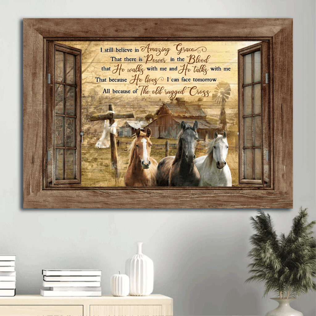 Jesus Landscape Poster – Old Barn & Horse Painting Christian Gift – Amazing Grace Decor Jesus Landscape Poster – Old Barn & Horse Painting Christian Gift – Amazing Grace Decor