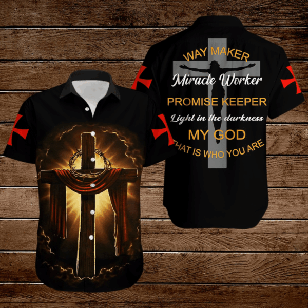 Way Maker Miracle Worker Hawaiian Shirt – Light in Darkness My God Jesus – Short Sleeve