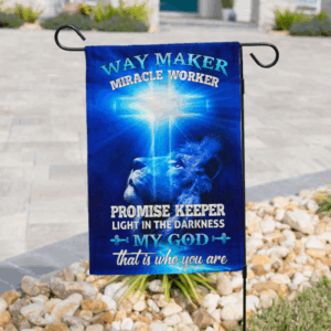 2025 Jesus Garden Flag Lion Blue Cross Christian Flags for Way Maker Miracle Worker Jesus Flags