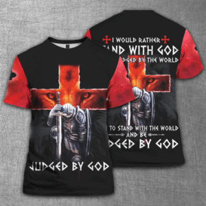 Jesus Shirt I Would Rather Stand With God And Be Judged By The World Red Black T-shirt Jesus Hoodie 2025 1